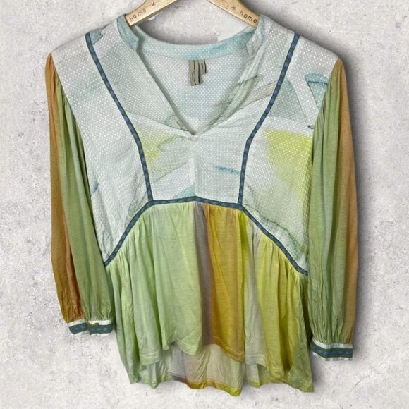Anthropologie Blank London Tie Dye Peasant Peplum Blouse Size Small Boho Bl-Nk S - Picture 2 of 12